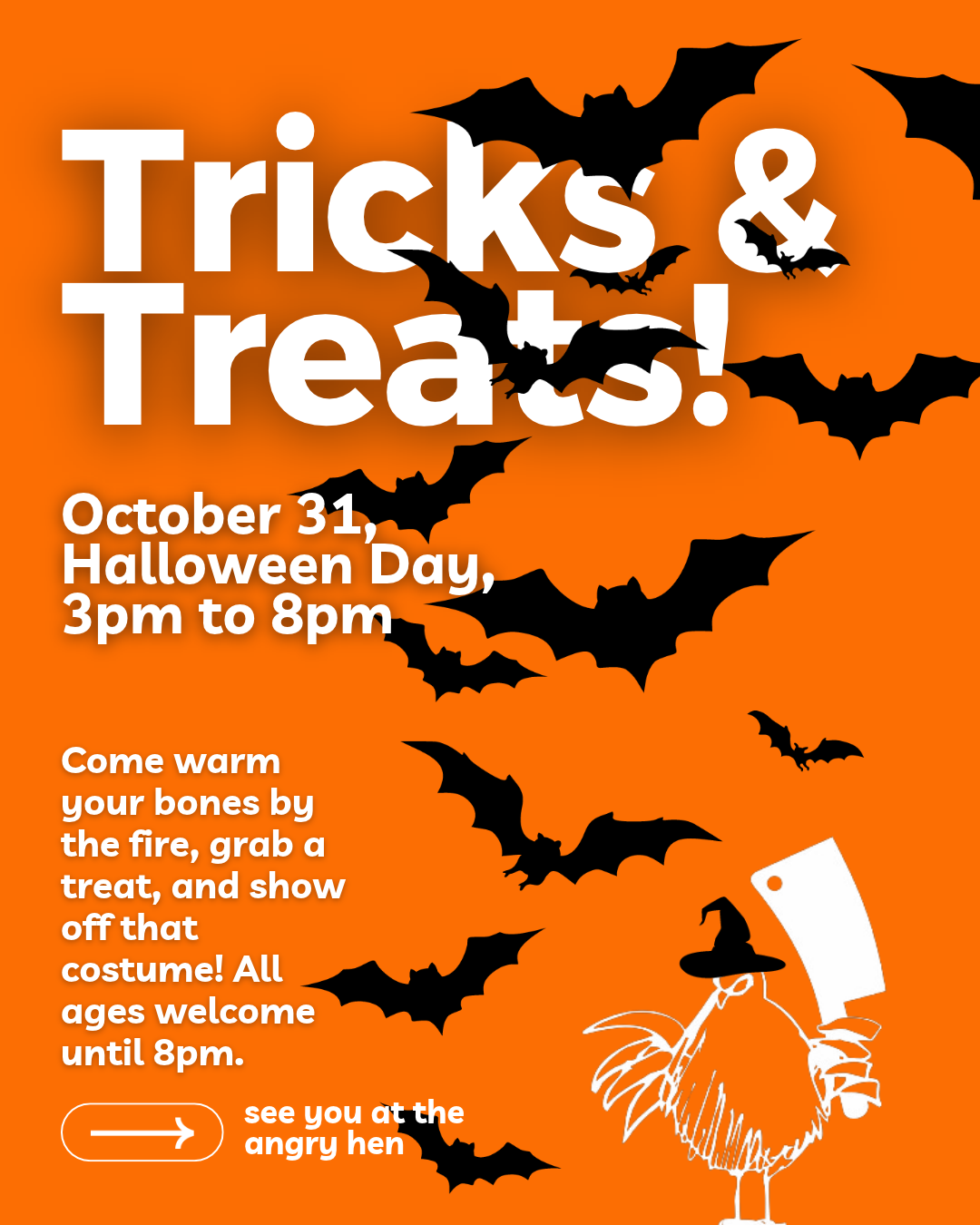 TRICKS & TREATS FOR THE WHOLE FAMILY @ ANGRY HEN BREWING 3pm to 8pm